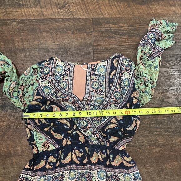 Free People Blouse Top Rosalie Peasant Wrap Boho Retro Hippie Flowy Size XS - Picture 7 of 7